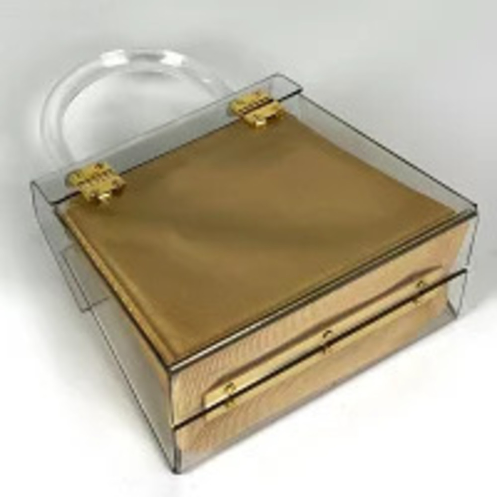 Salvatore Ferragamo Acrylic Gold Clear Handbag Gancini Gold